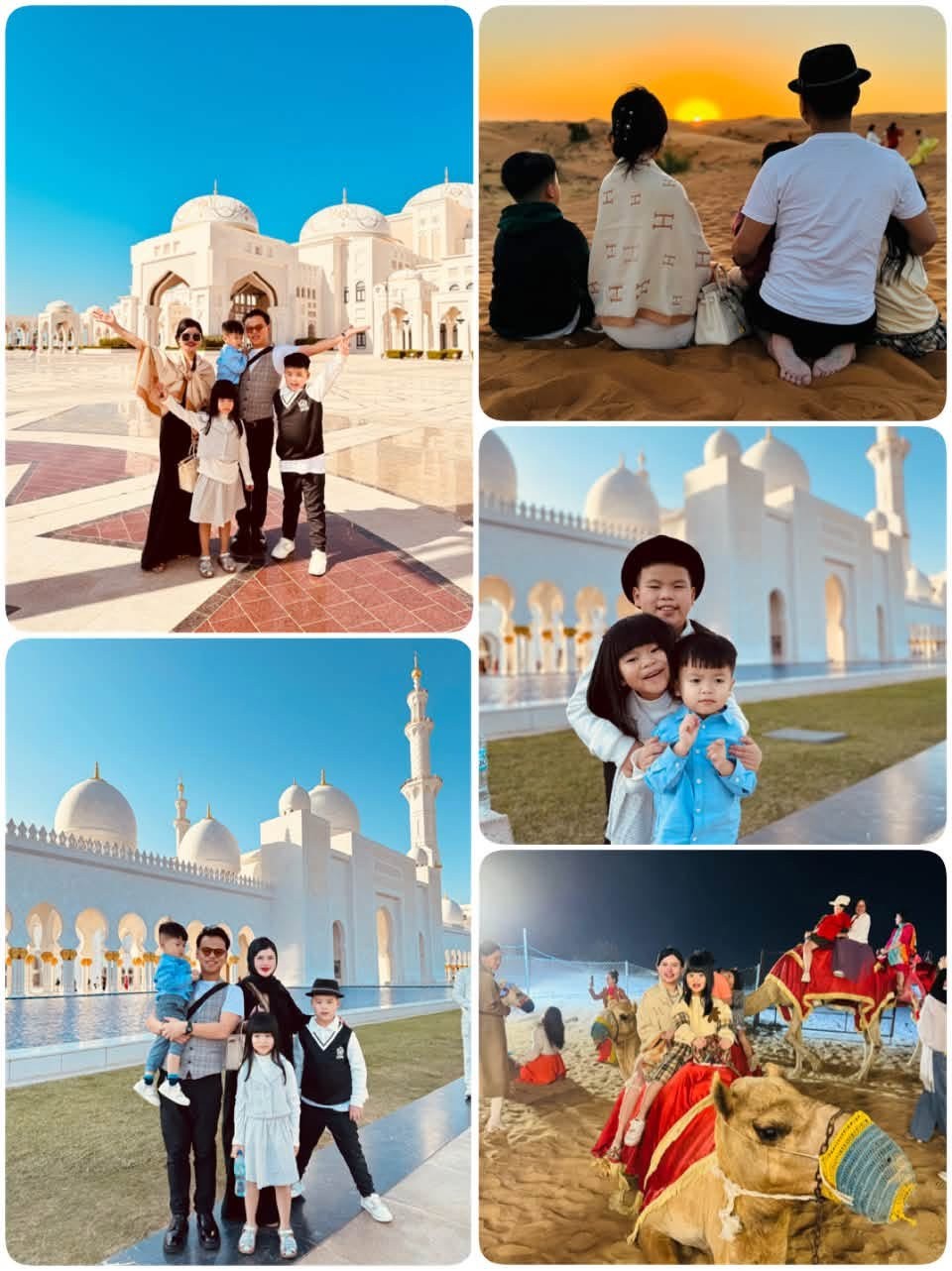 Thanh Tâm cùng chồng và ba con du lịch Abu Dhabi và sa mạc Dubai