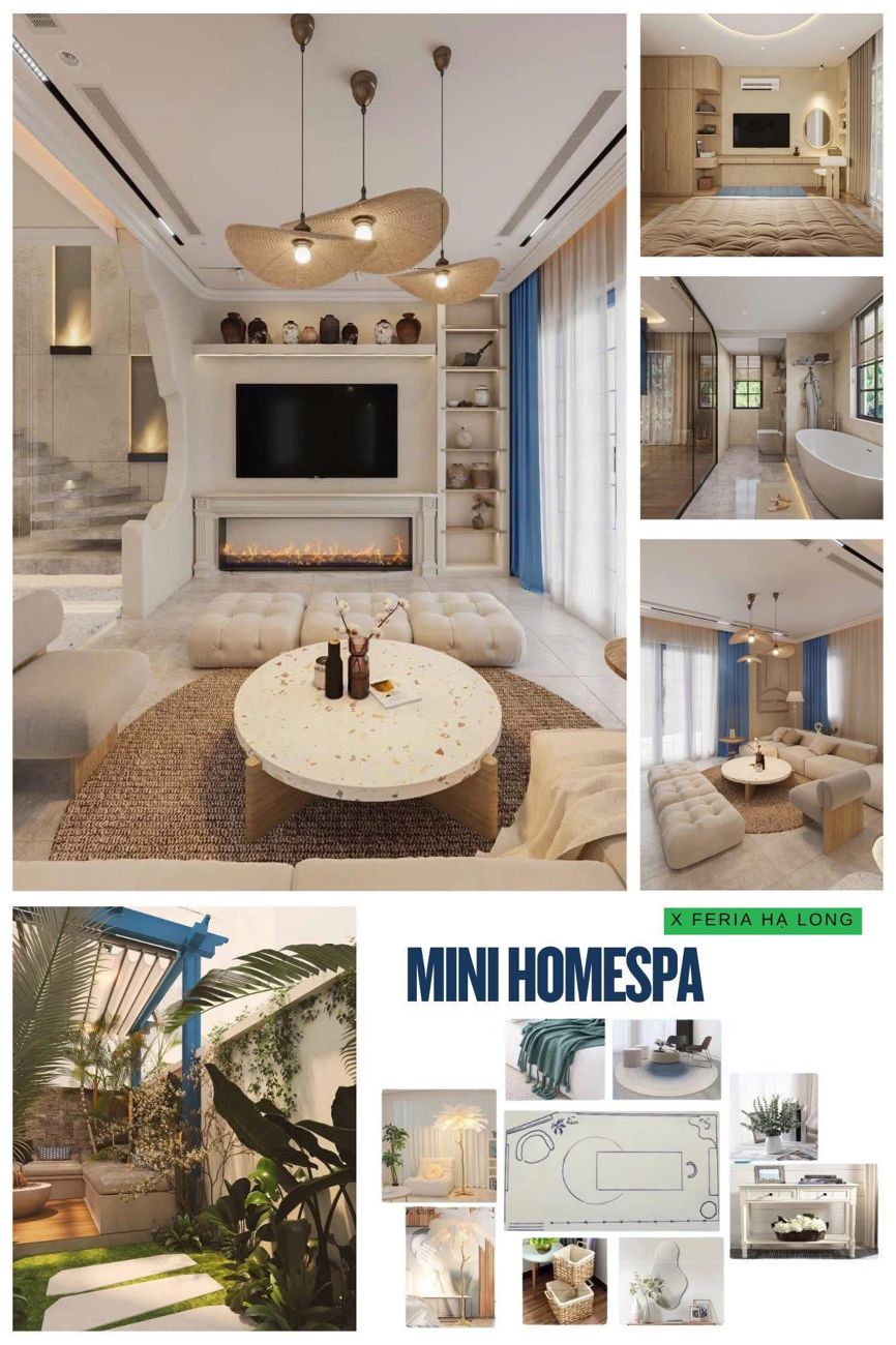 Bản thiết kế Mini HomeSpa: phòng khách, phòng trị liệu, sân vườn