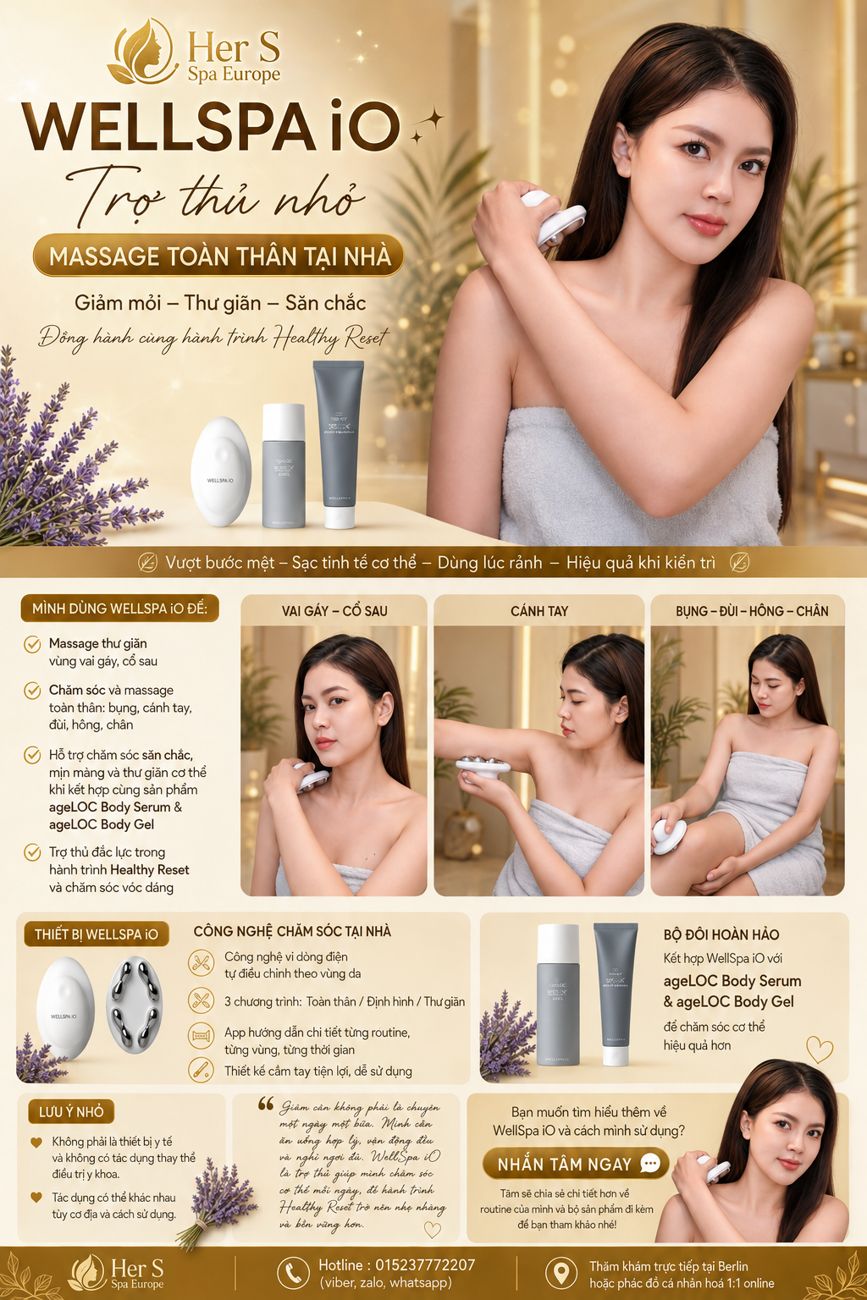 Poster WellSpa iO: trợ thủ nhỏ massage toàn thân tại nhà